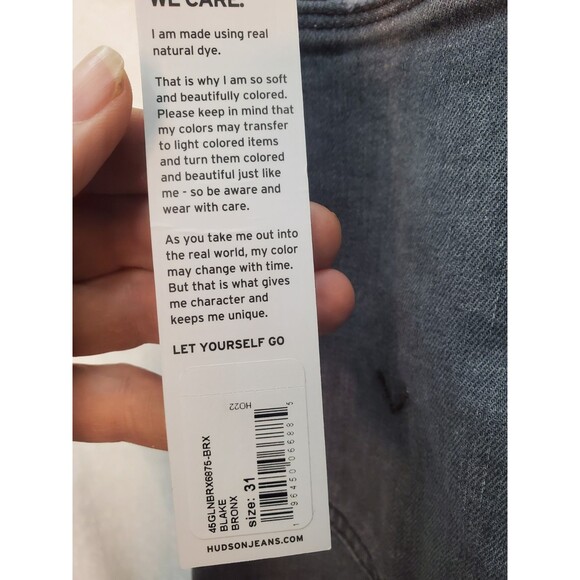 NWT- 31 Hudson Blake Light Wash Black Jeans Distressed - Picture 4 of 6